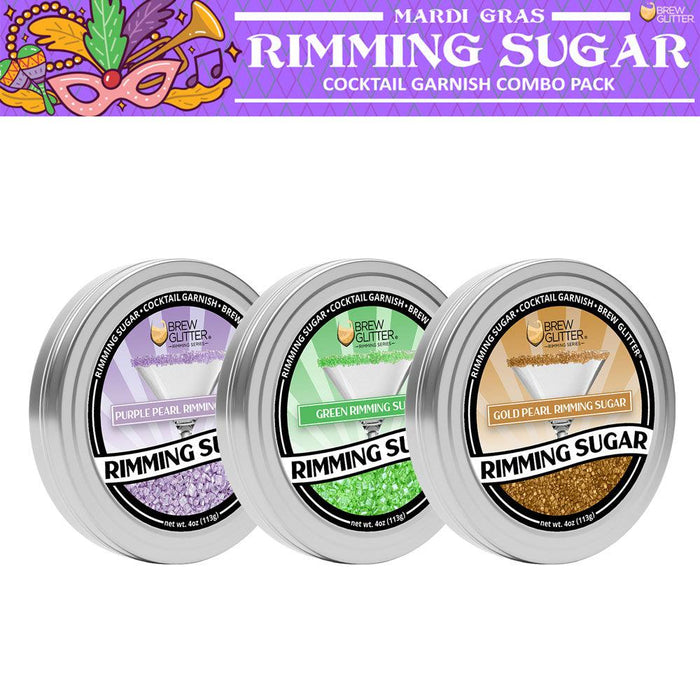 Mardi Gras Cocktail Rimming Sugar "Mardi On" Combo (3 PC SET)-Brew Glitter®