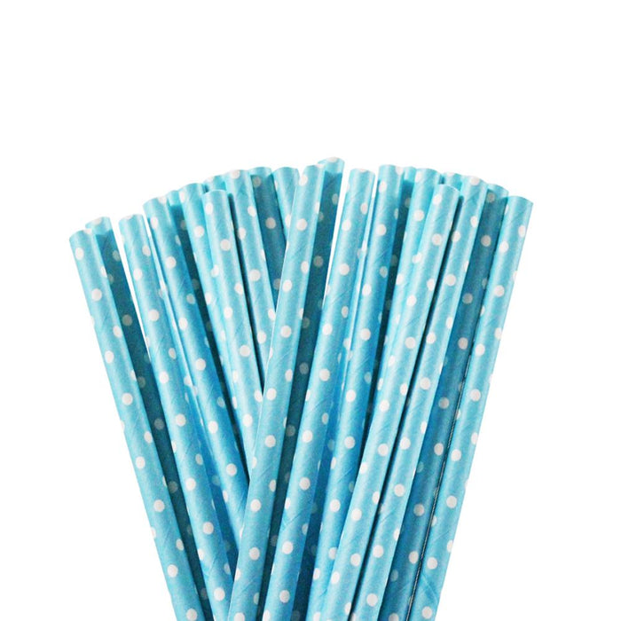 Solid Blue with White Polka Dots Stirring Straws | Bulk Sizes-Brew Glitter®
