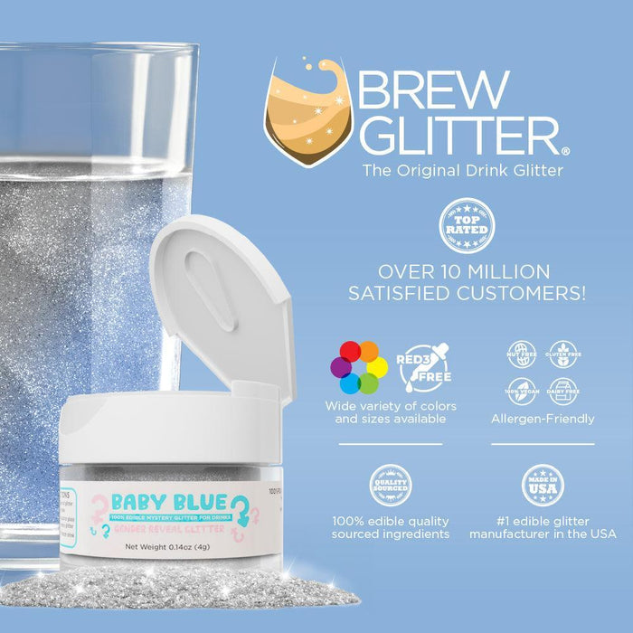Baby Blue Edible Gender Reveal Beverage Glitter-Brew Glitter®