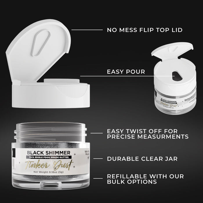 Black Edible Glitter Tinker Dust | 5 Gram Jar-Brew Glitter®