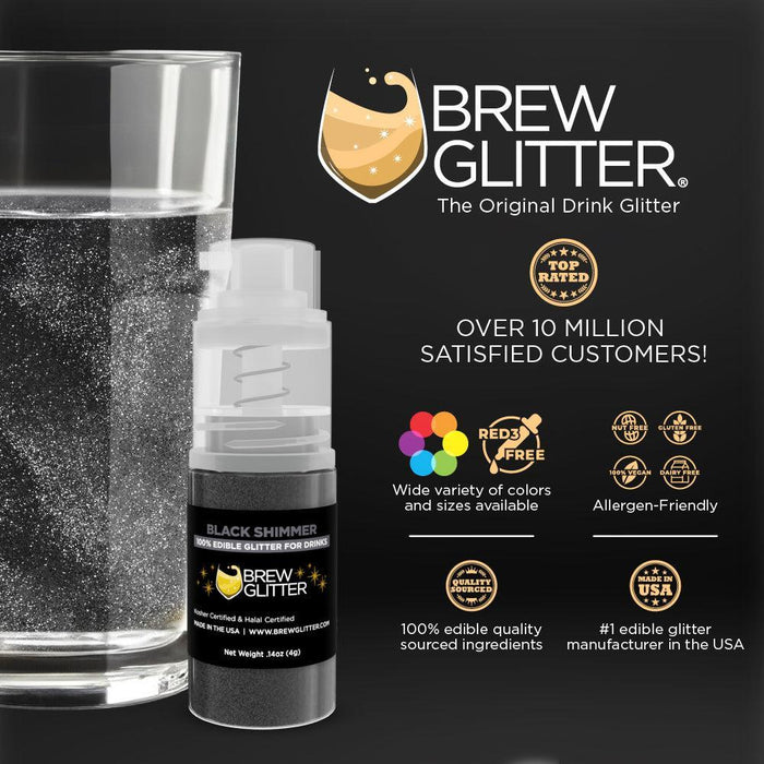 Black Shimmer Edible Glitter Mini Spray Pump for Drinks-Brew Glitter®