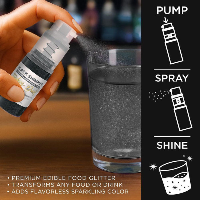Black Shimmer Edible Glitter Spray 4g Pump | Tinker Dust®-Brew Glitter®