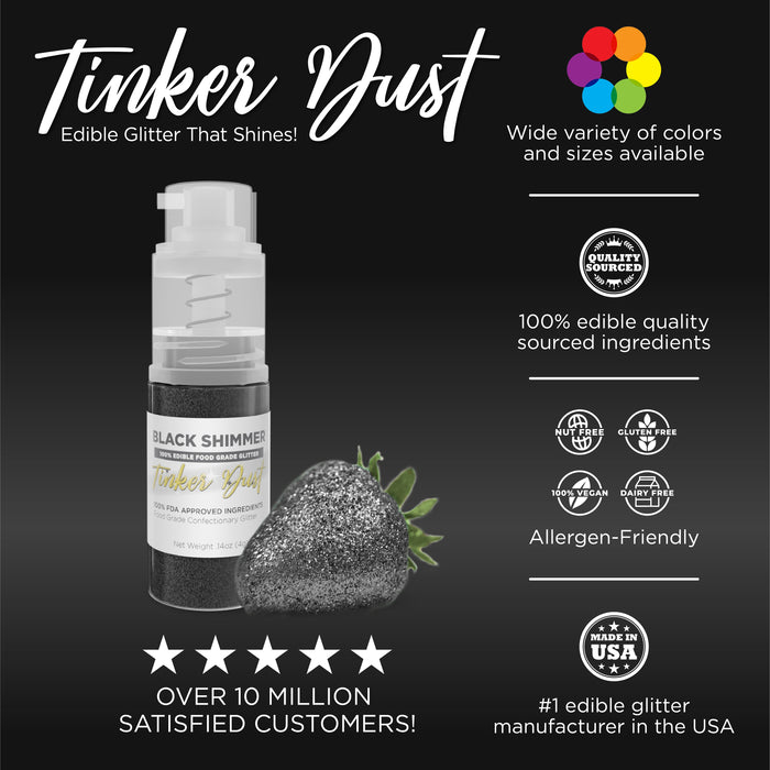 Black Tinker Dust Edible Glitter Spray Pump-Brew Glitter®