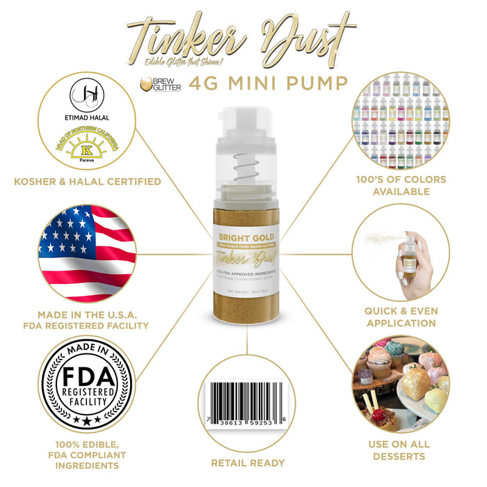 Bright Gold Edible Glitter Spray 4g Pump | Tinker Dust®-Brew Glitter®