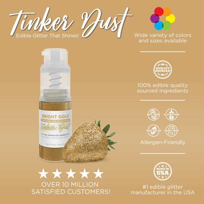Bright Gold Tinker Dust Edible Glitter Spray Pump-Brew Glitter®