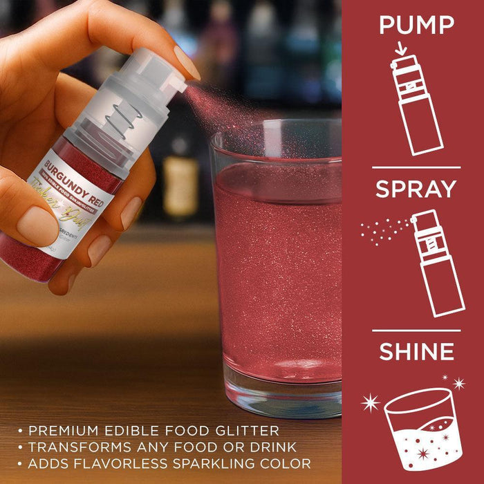 Burgundy Red Edible Glitter Spray 4g Pump | Tinker Dust®-Brew Glitter®