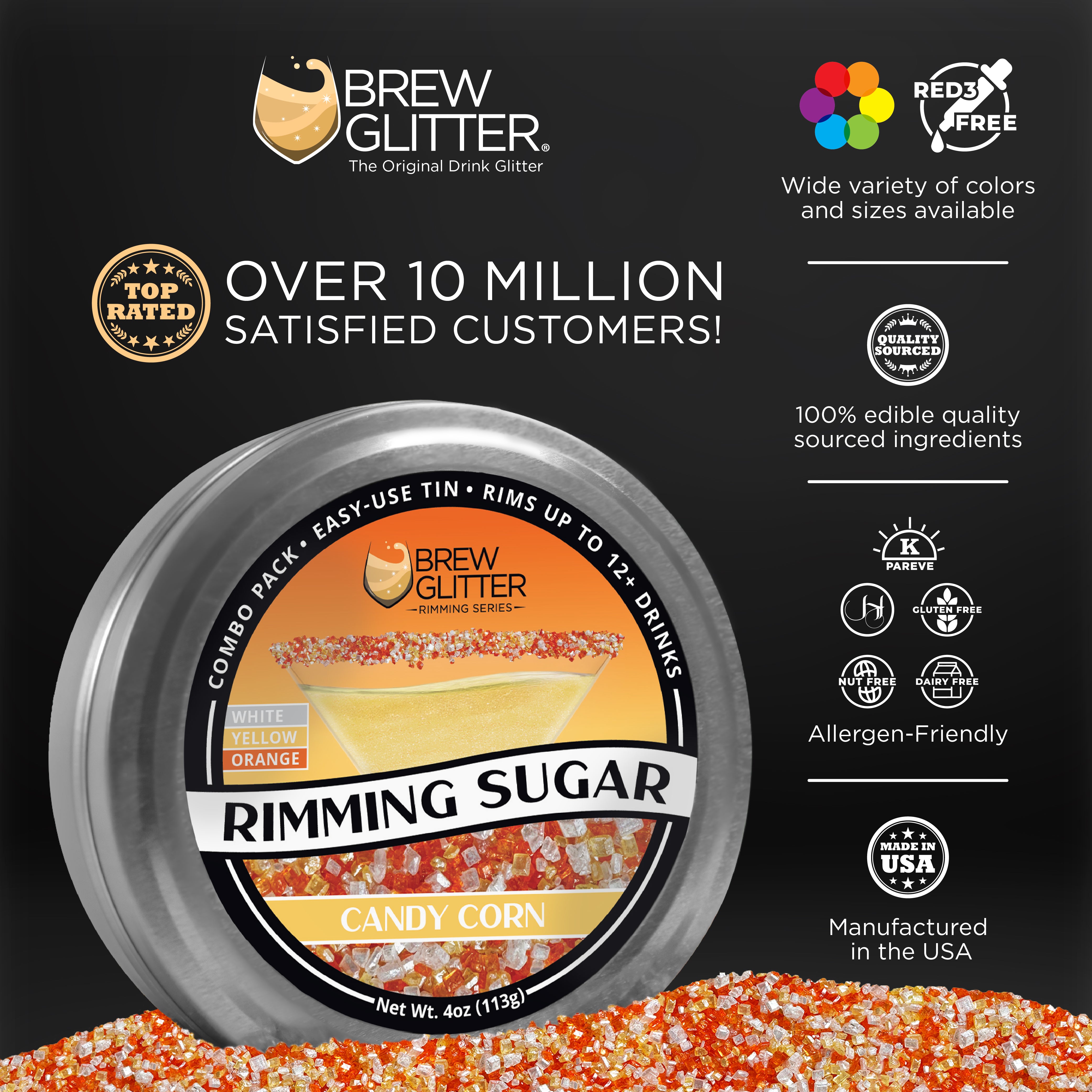 Candy Corn Rimming Sugar-Brew Glitter®