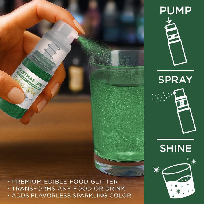 Christmas Green Edible Glitter Spray 4g Pump | Tinker Dust®-Brew Glitter®