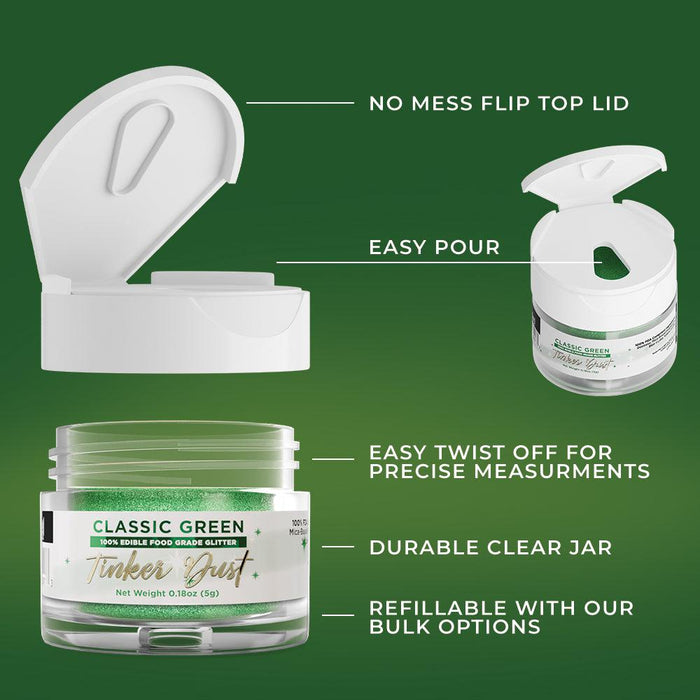 Classic Green Edible Glitter Tinker Dust | 5 Gram Jar-Brew Glitter®