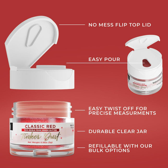 Classic Red Edible Glitter Tinker Dust | 5 Gram Jar-Brew Glitter®