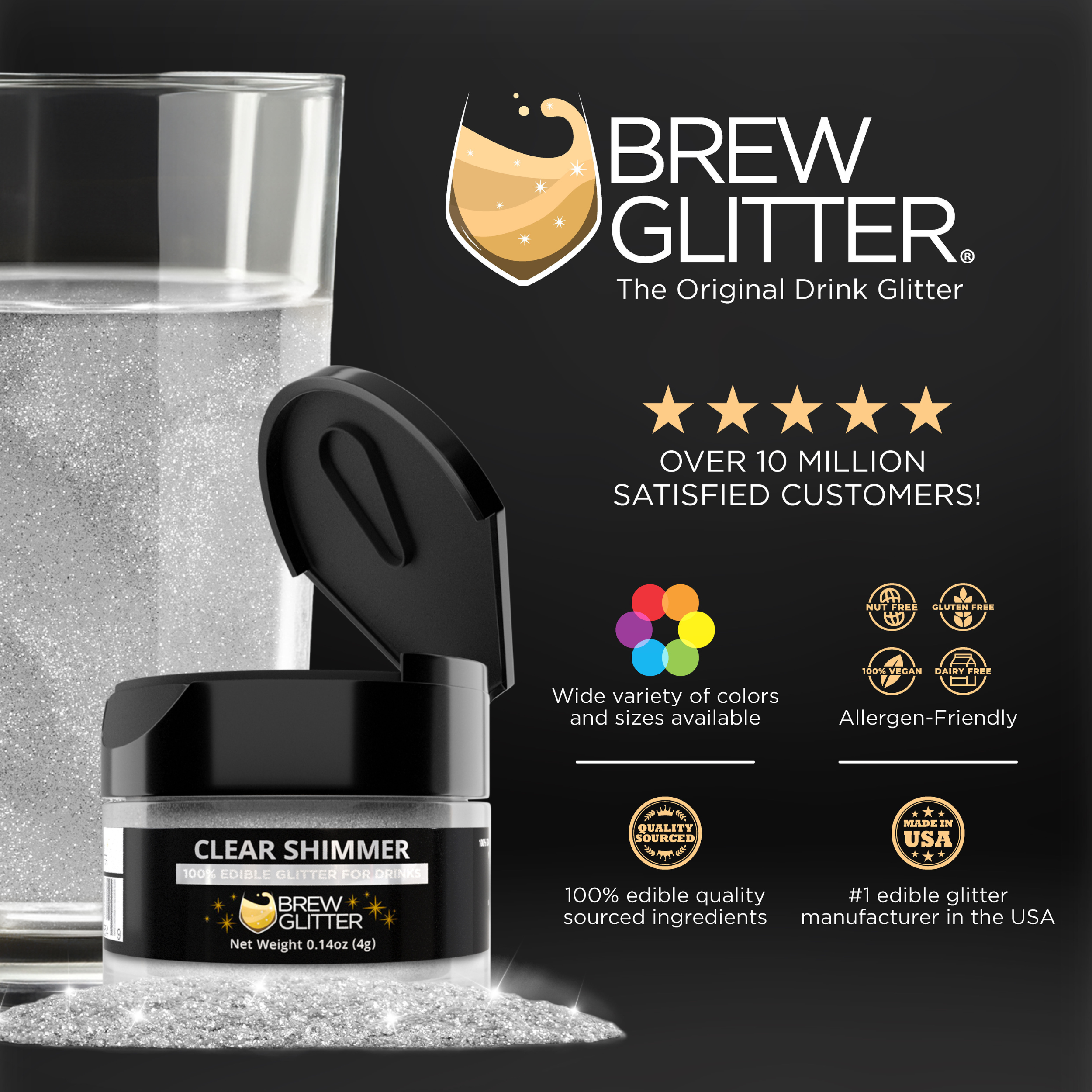 Clear Shimmer Edible Glitter Mini Spray Pump for Drinks-Brew Glitter®