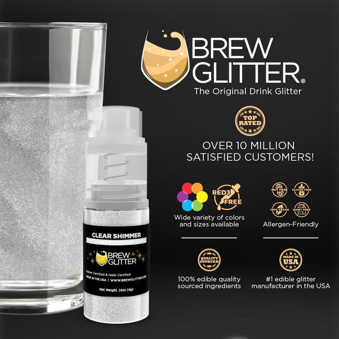 Clear Shimmer Edible Glitter Mini Spray Pump for Drinks-Brew Glitter®