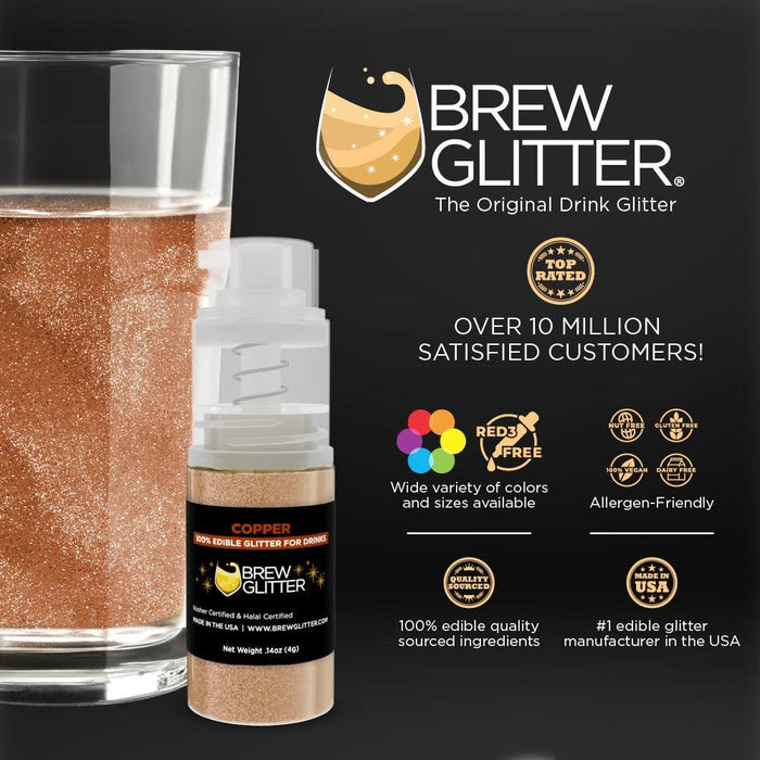 Copper Brew Glitter Mini Spray Pump by the Case | Private Label-Brew Glitter®