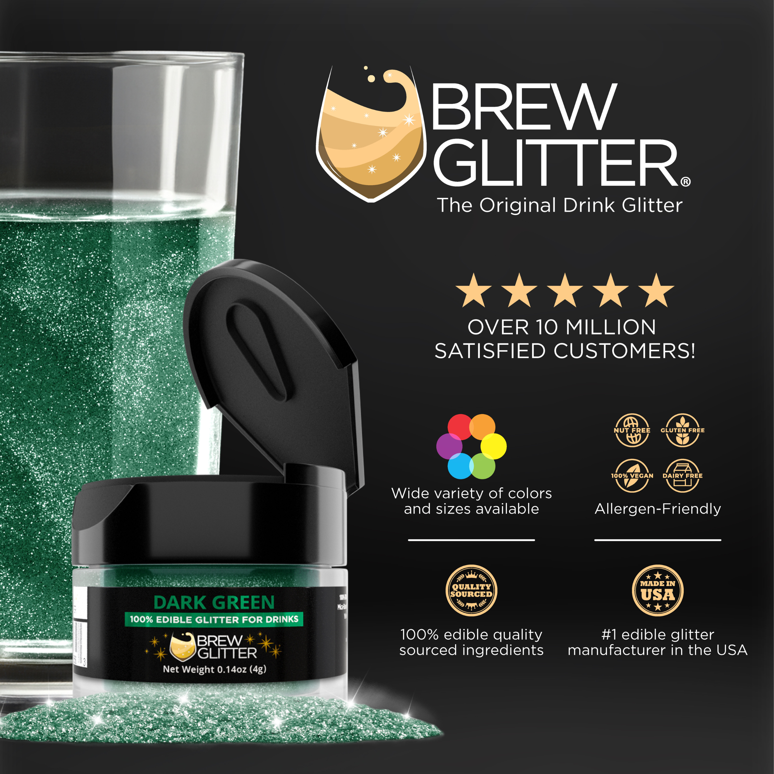 Dark Green Brew Glitter | Food Grade Beverage Glitter-Brew Glitter®