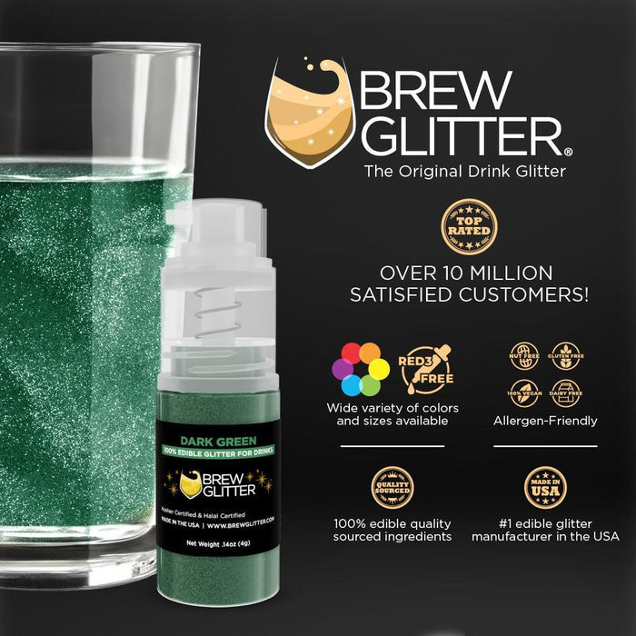 Dark Green Edible Glitter Mini Spray Pump for Drinks-Brew Glitter®