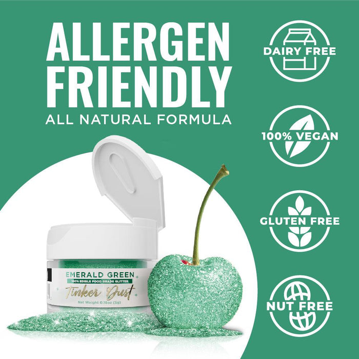Emerald Green Tinker Dust Edible Glitter | Food Grade Glitter-Brew Glitter®