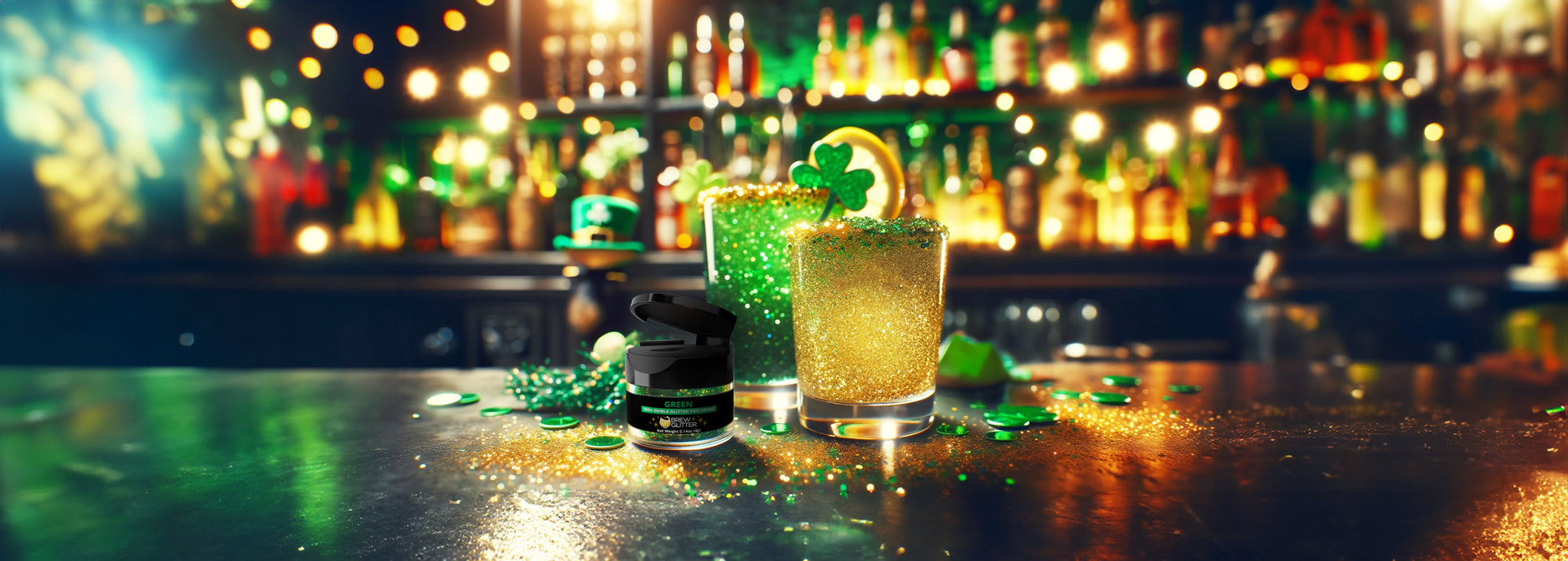 green edible drink glitter st. patty's day 