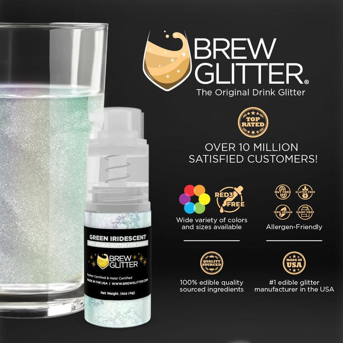 Green Iridescent Brew Glitter Mini Spray Pump by the Case | Private Label-Brew Glitter®
