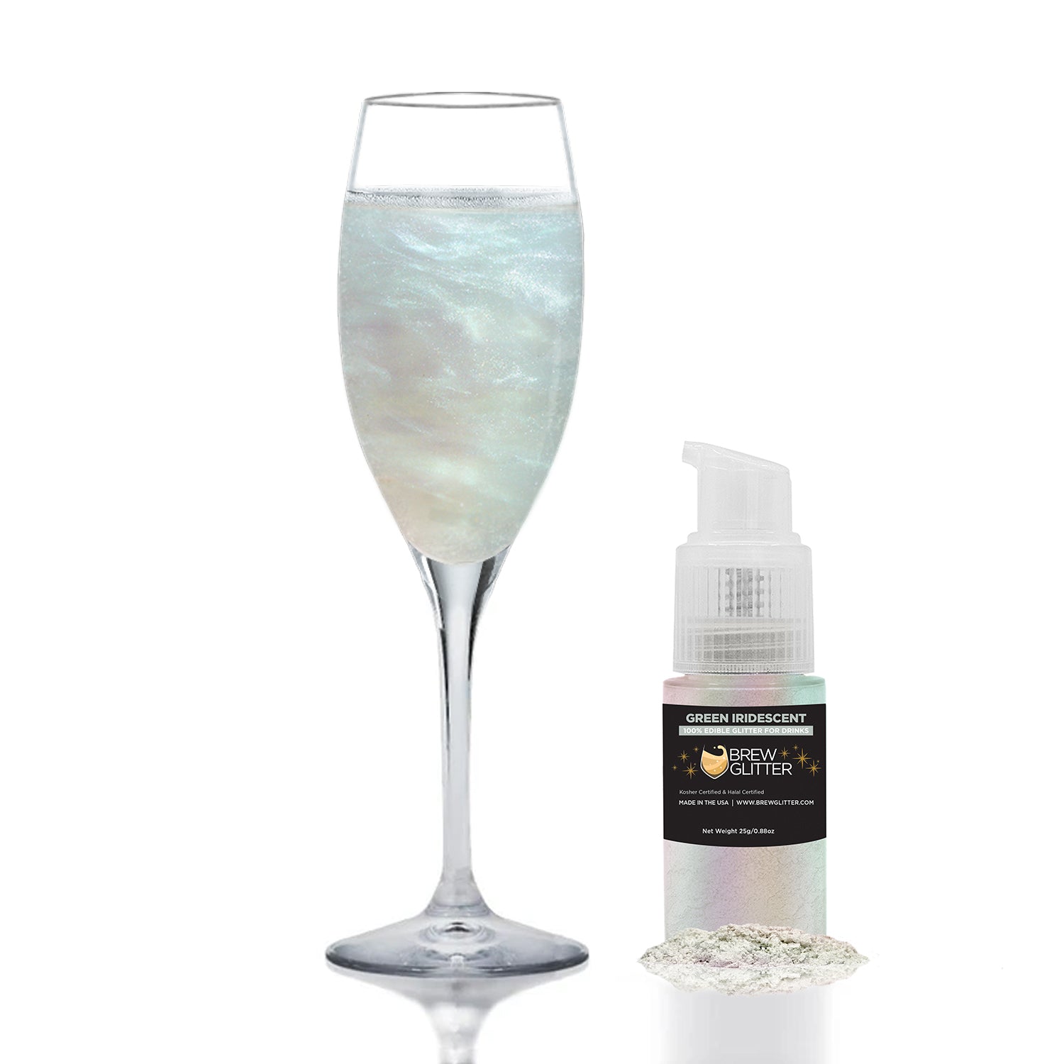 Green Iridescent Edible Glitter Spray Pump for Drinks-Brew Glitter®