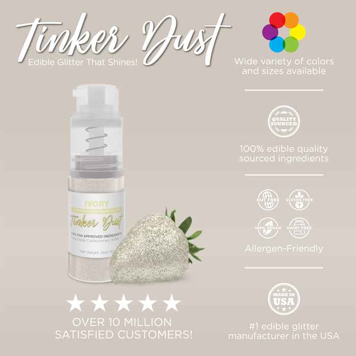 Ivory Tinker Edible Glitter Spray 4g Pump | Tinker Dust®-Brew Glitter®