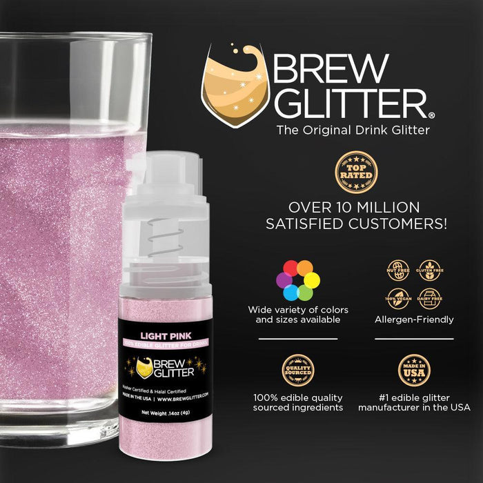 Light Pink Edible Glitter Mini Spray Pump for Drinks-Brew Glitter®