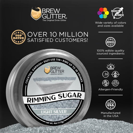 Light Silver Cocktail Rimming Sugar | Private Label (48 units per/case)-Brew Glitter®