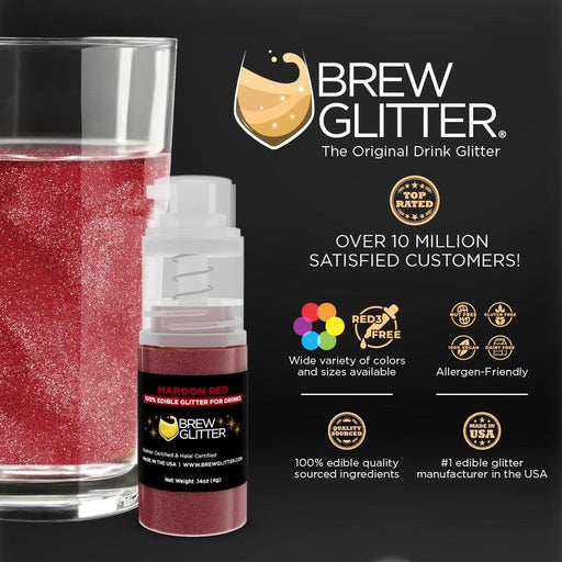Maroon Red Edible Glitter Mini Spray Pump for Drinks-Brew Glitter®