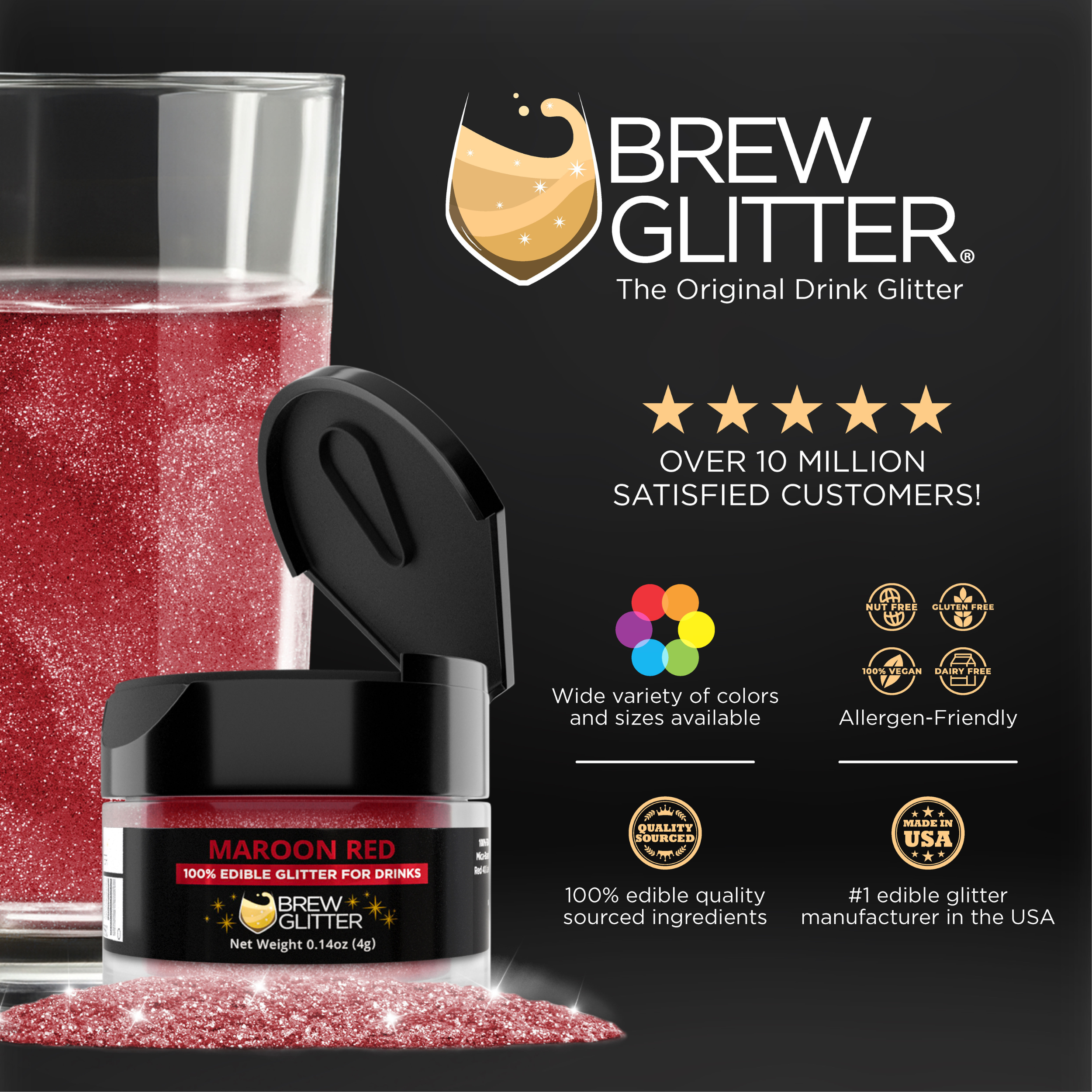 Maroon Red Edible Glitter Spray Pump for Drinks-Brew Glitter®