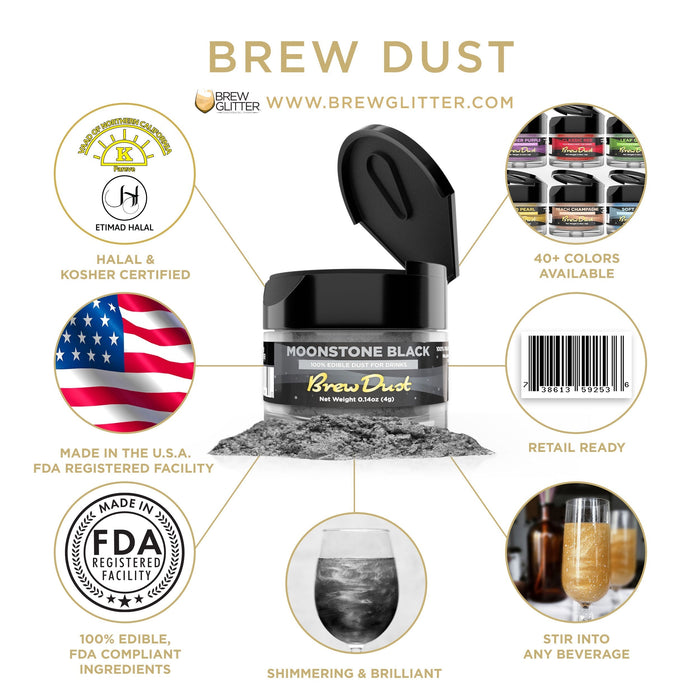 Moonstone Black Edible Brew Dust | 4 Gram Jar-Brew Glitter®
