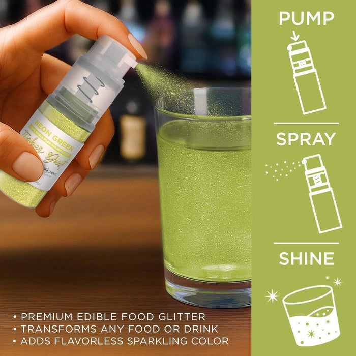 Neon Green Edible Glitter Spray 4g Pump | Tinker Dust®-Brew Glitter®