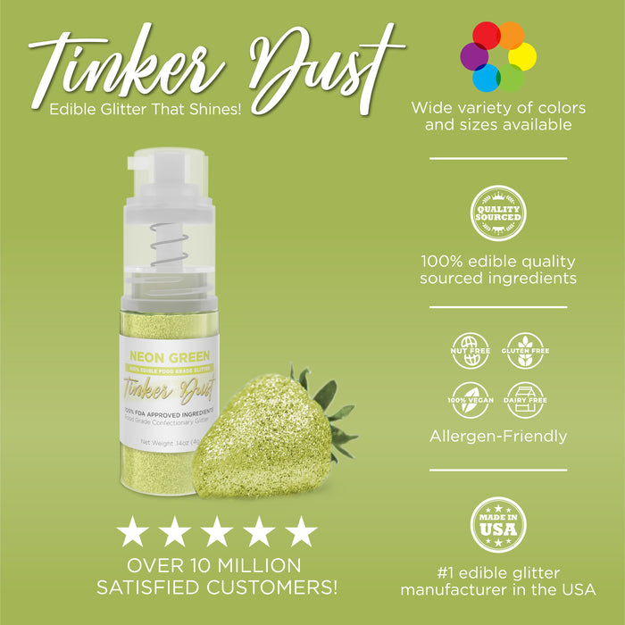 Neon Green Tinker Dust Edible Glitter Spray Pump-Brew Glitter®