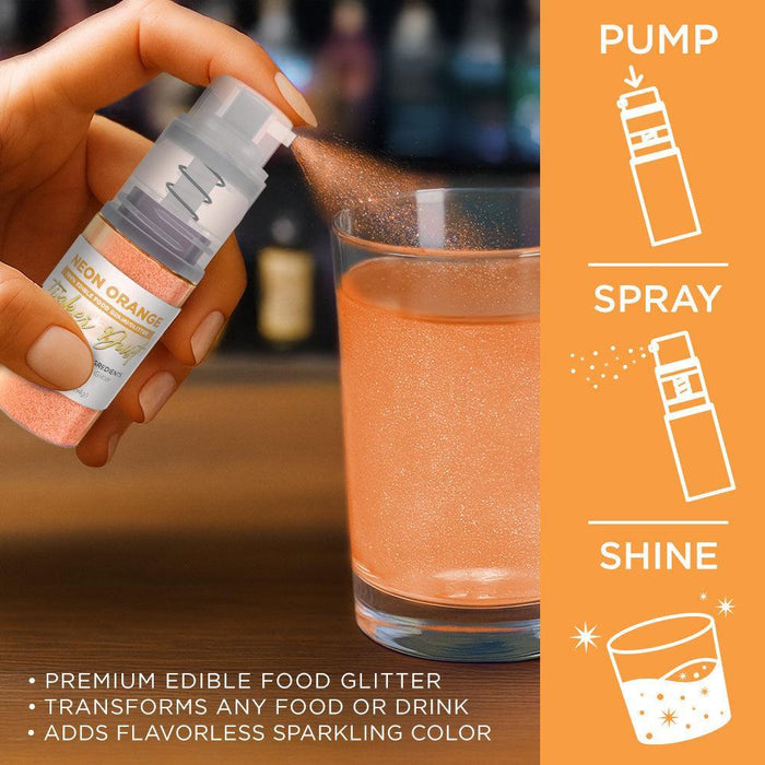 Neon Orange Edible Glitter Spray 4g Pump | Tinker Dust®-Brew Glitter®