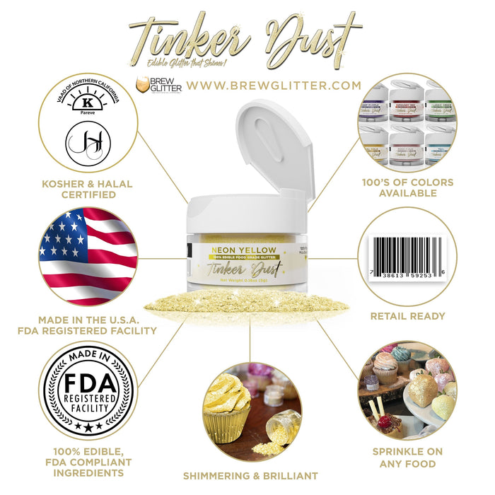 Neon Yellow Edible Glitter Tinker Dust | 5 Gram Jar-Brew Glitter®