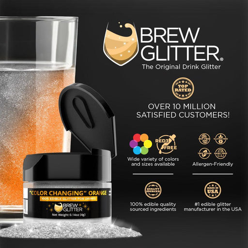 Orange Edible Color Changing Brew Glitter | Food Grade Beverage Glitter-Brew Glitter®