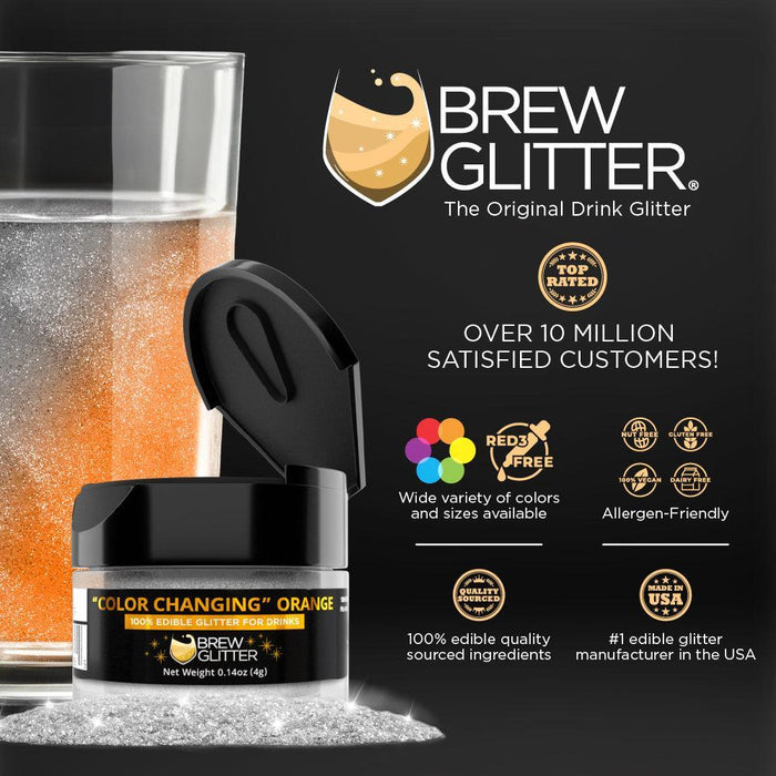 Orange Edible Color Changing Brew Glitter | Food Grade Beverage Glitter-Brew Glitter®