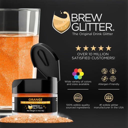 Orange Edible Glitter Mini Spray Pump for Drinks-Brew Glitter®