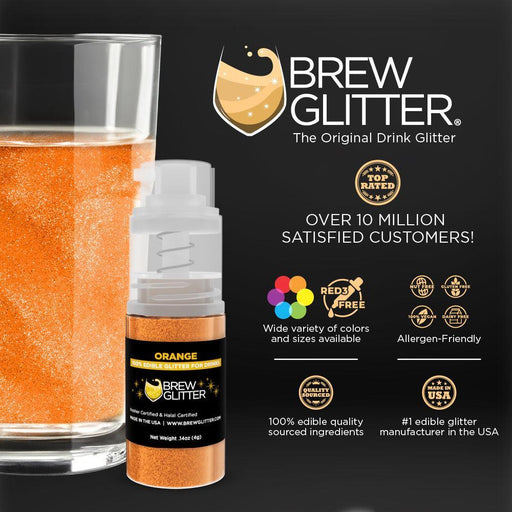 Orange Edible Glitter Mini Spray Pump for Drinks-Brew Glitter®