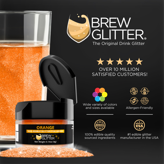 Orange Food Grade Brew Glitter | 4 Gram Jar-Brew Glitter®