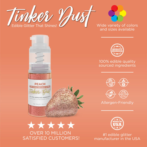 Peach Tinker Edible Glitter Spray 4g Pump | Tinker Dust®-Brew Glitter®