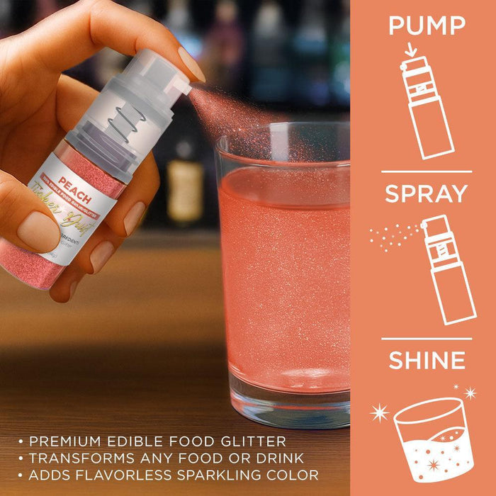 Peach Tinker Edible Glitter Spray 4g Pump | Tinker Dust®-Brew Glitter®
