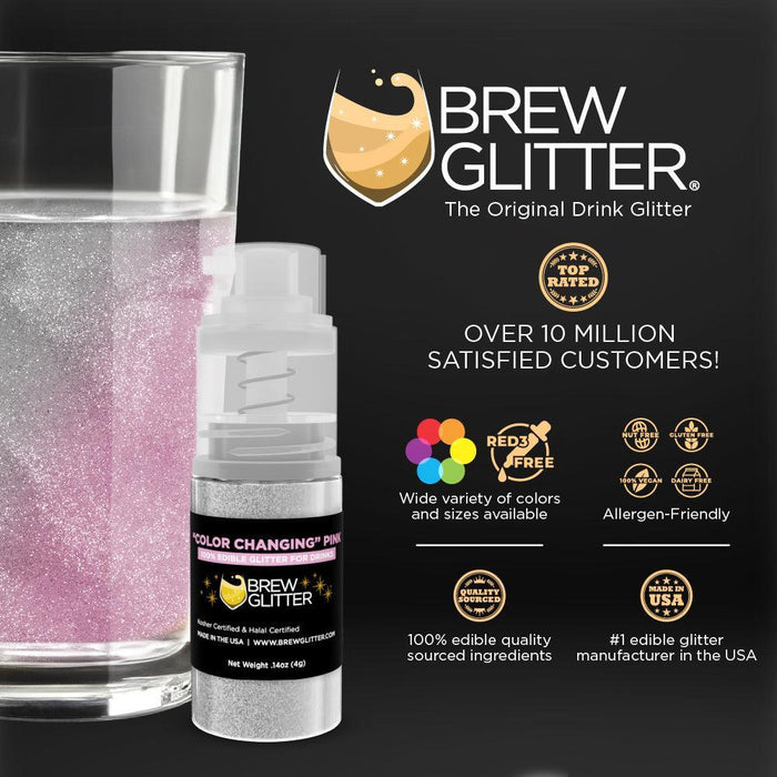 Pink Color Changing Brew Glitter Mini Spray Pump by the Case | Private Label-Brew Glitter®
