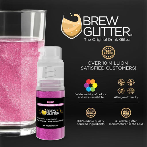 Pink Edible Glitter Mini Spray Pump for Drinks-Brew Glitter®