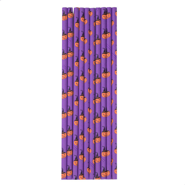 Purple Witch Hat Pumpkin | Halloween Paper Straws Bulk-Brew Glitter®