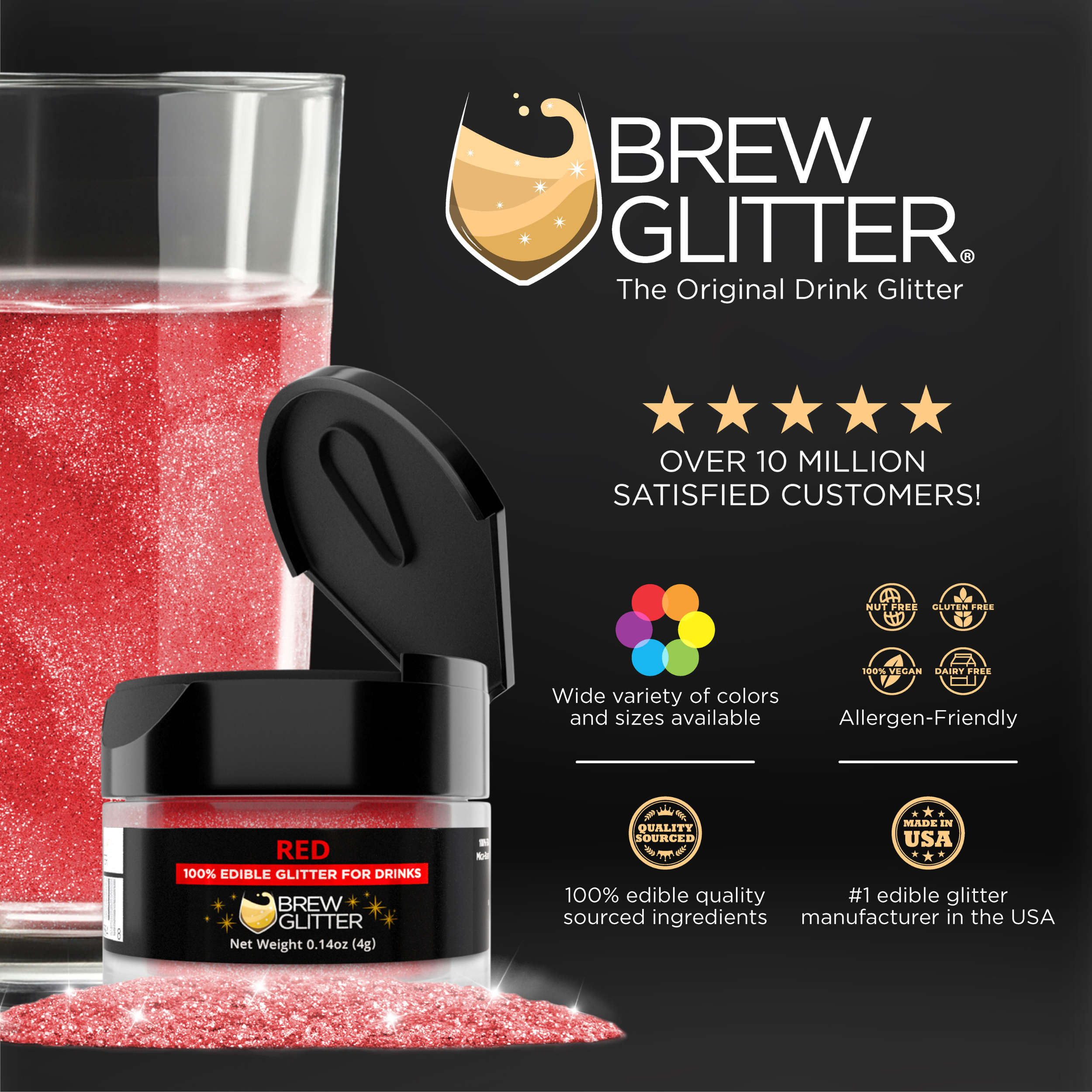 Red Edible Glitter Mini Spray Pump for Drinks-Brew Glitter®