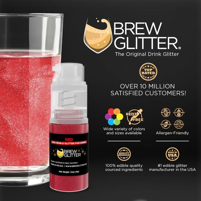 Red Edible Glitter Mini Spray Pump for Drinks-Brew Glitter®