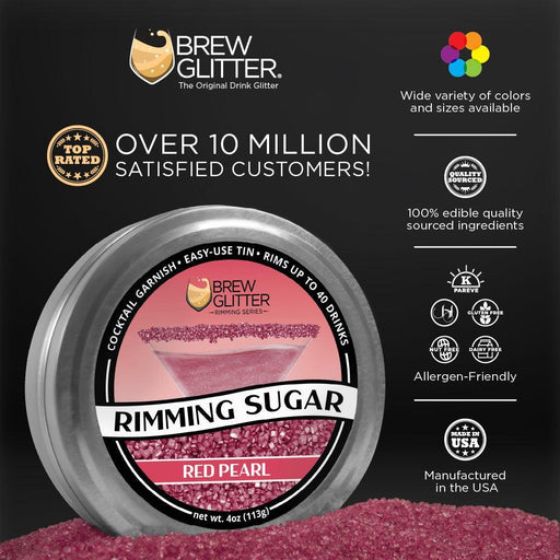 Red Pearl Cocktail Rimming Sugar | Private Label (48 units per/case)-Brew Glitter®