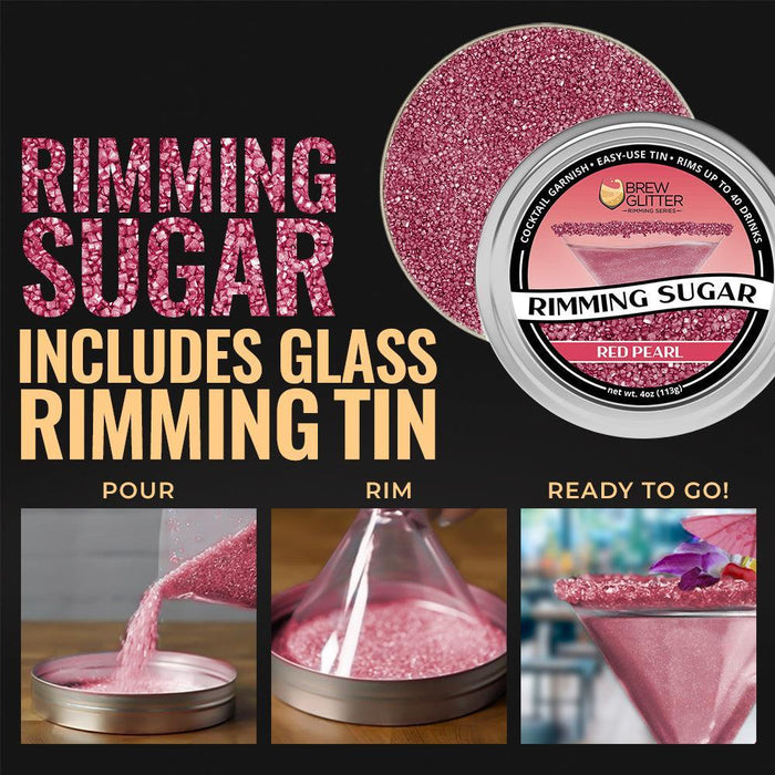 Red Pearl Cocktail Rimming Sugar | Private Label (48 units per/case)-Brew Glitter®