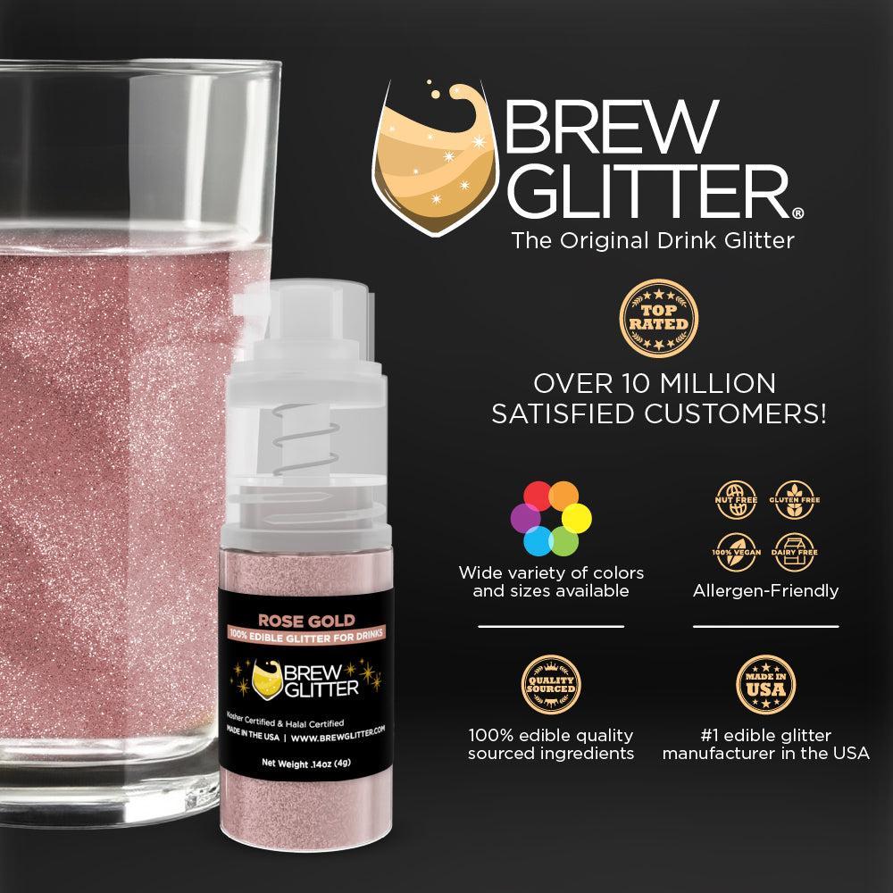 Rose Gold Brew Glitter Mini Spray Pump by the Case | Private Label-Brew Glitter®