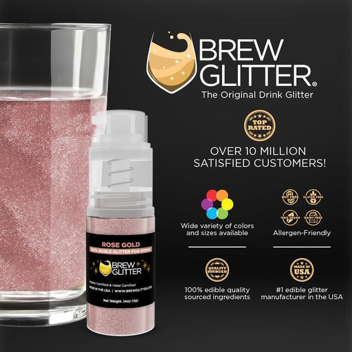 Rose Gold Edible Glitter Mini Spray Pump for Drinks-Brew Glitter®