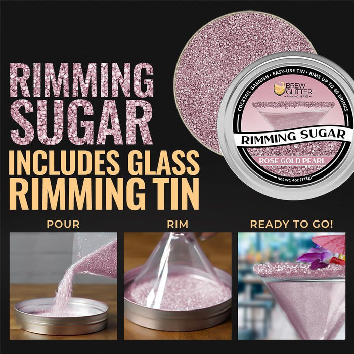 Rose Gold Pearl Cocktail Rimming Sugar | Private Label (48 units per/case)-Brew Glitter®